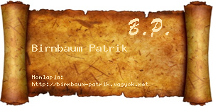 Birnbaum Patrik névjegykártya